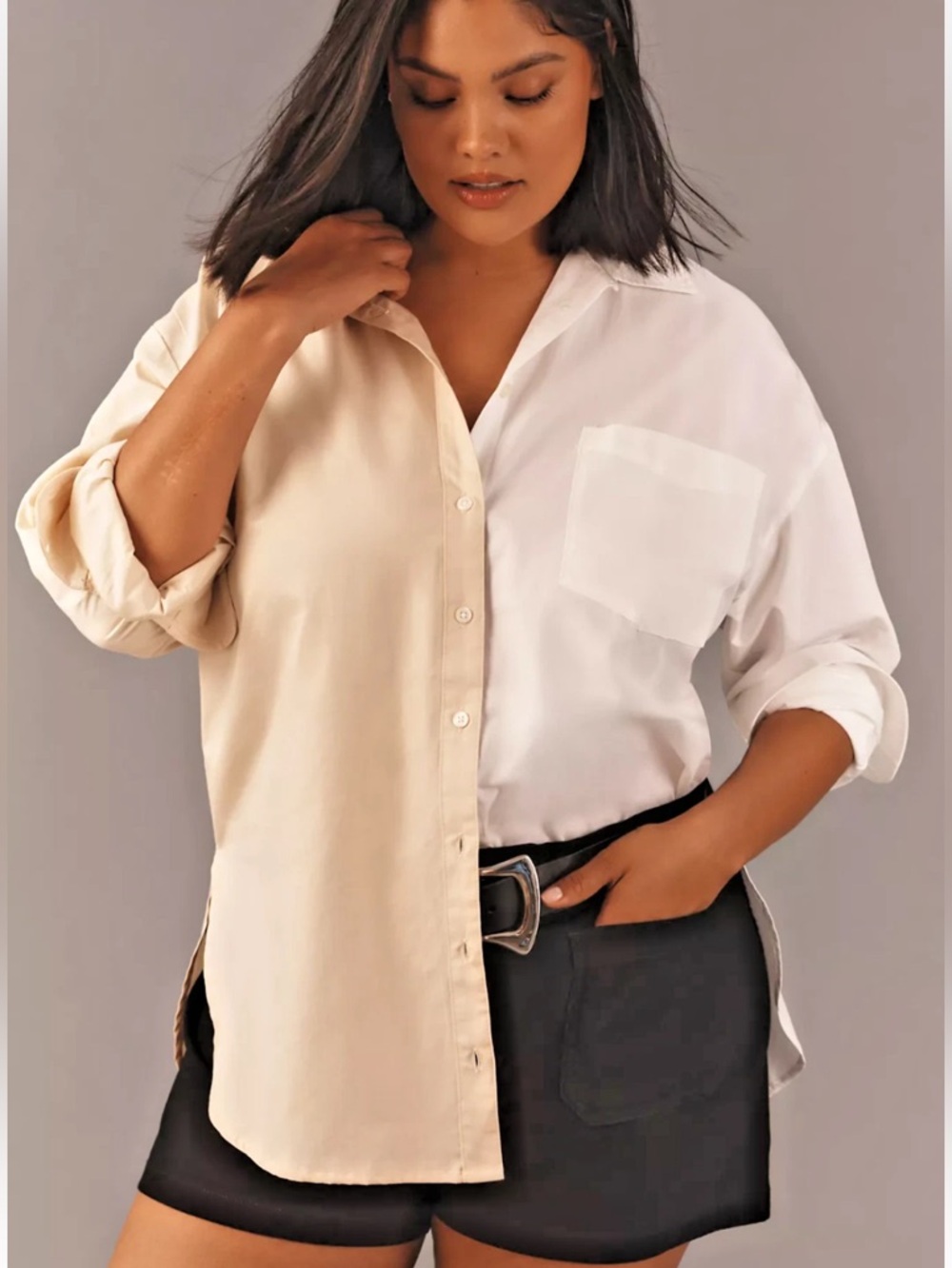 Two Tone Button Down Shirt
